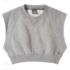 TNA Cozy Fleece Cropped Sleeveless Sweatshirt Gray Women’s XS/XXS Aritzia